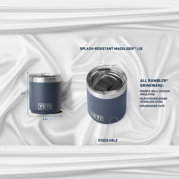 YETI Rambler 10oz Stackable Lowball Navy Blue With MagSlider Lid NWOT - Picture 7 of 8